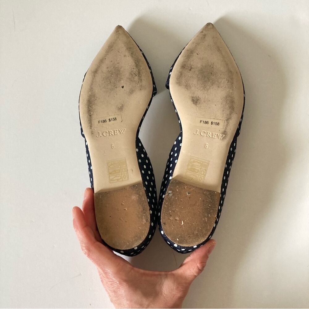 J. Crew D'orday Flats Blue with White Polka Dots Size 6 - Picture 8 of 12